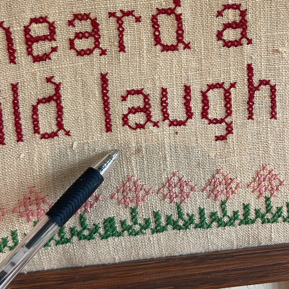 Vintage “I Heard A Child Laugh” Needlepoint Sampler Wall Hanging - Picture 4 of 10